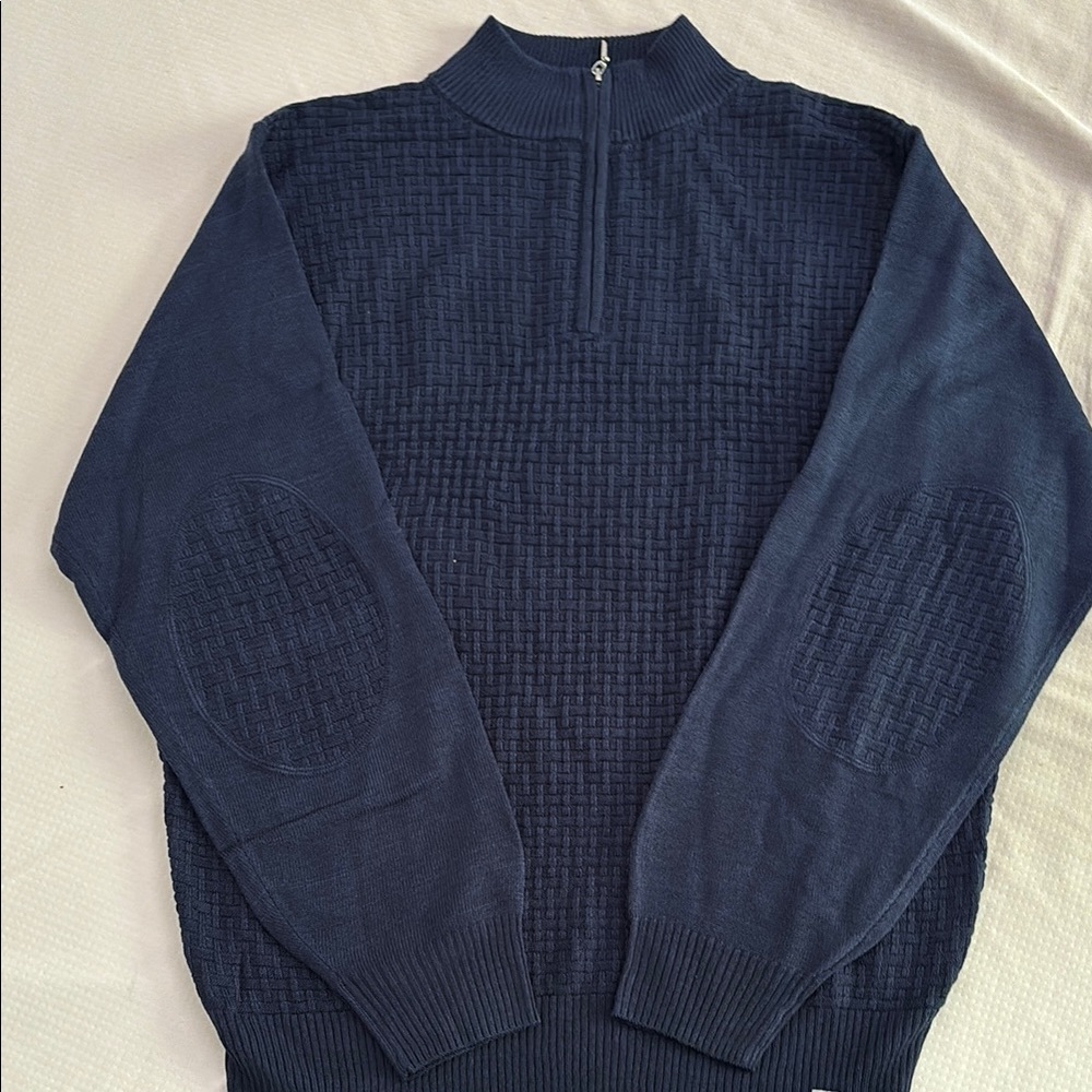 Stacy Adams Men's Deep Blue Zip-Up Sweater